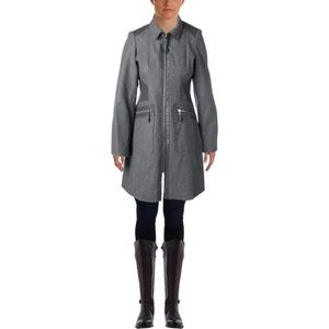 new Via Spiga Women Gray Wool Vegan Trim Funnel 12